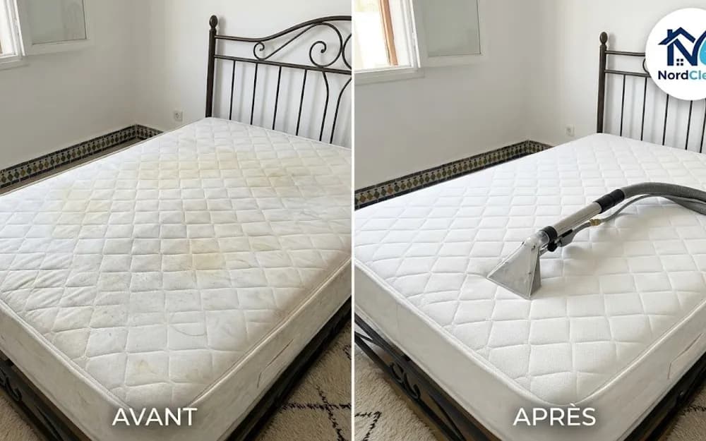 Illustration : Coutil de matelas assaini et débarrassé de ses taches jaunâtres