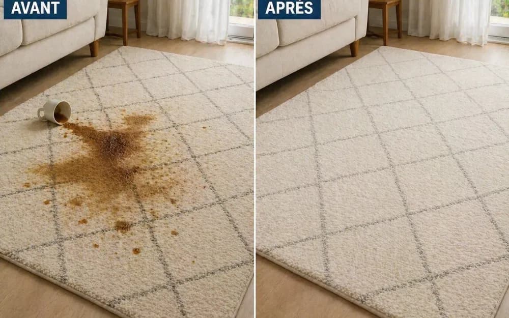 Illustration : Nettoyage contrôlé des fibres d'un tapis traditionnel en laine