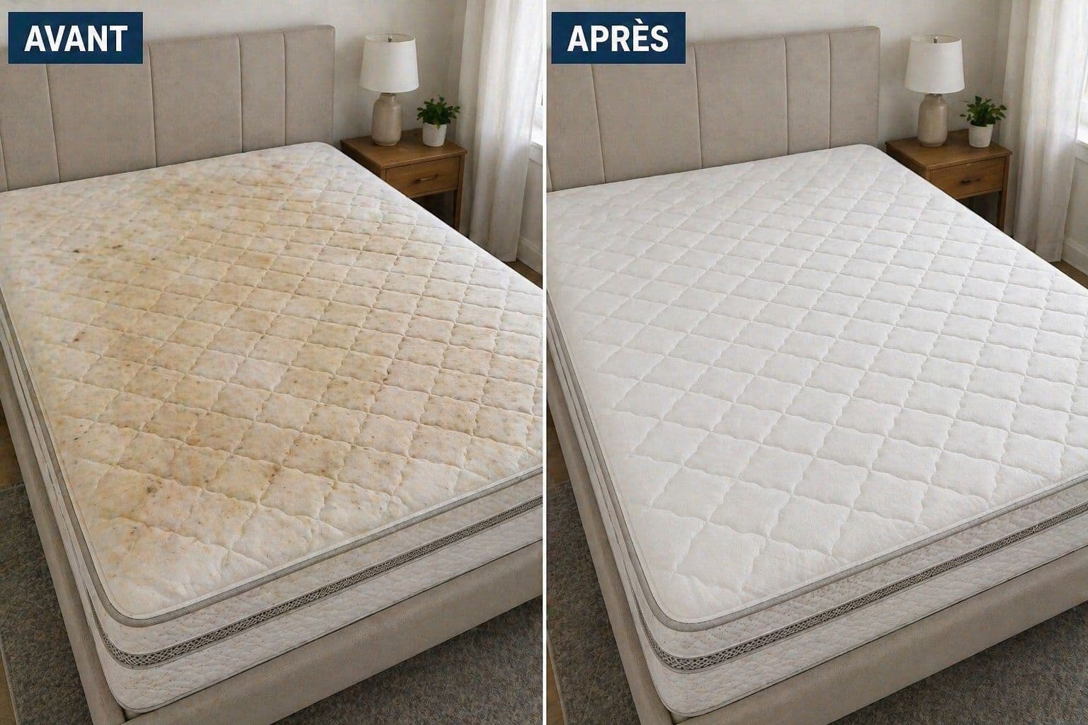 Nettoyage matelas avant après à Tanger – NordClean, désinfection anti-acariens